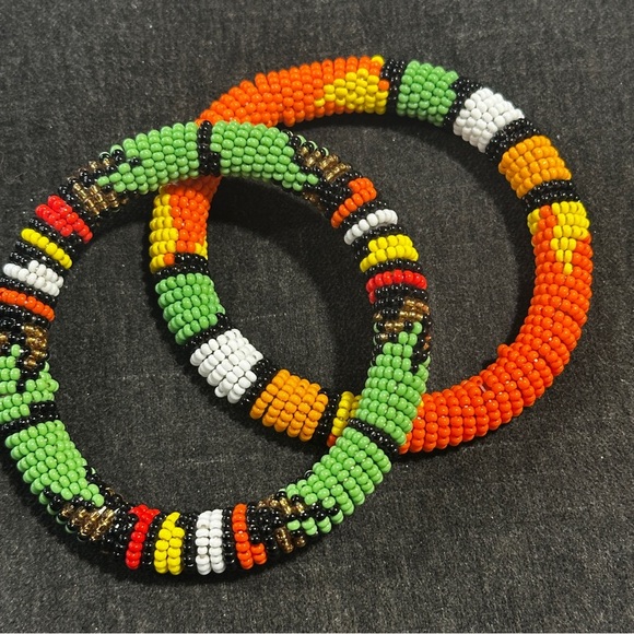 NEW Set of Two Handmade Beaded Bracelets. Masai. Bought in Africa, July 2025 - Picture 2 of 5